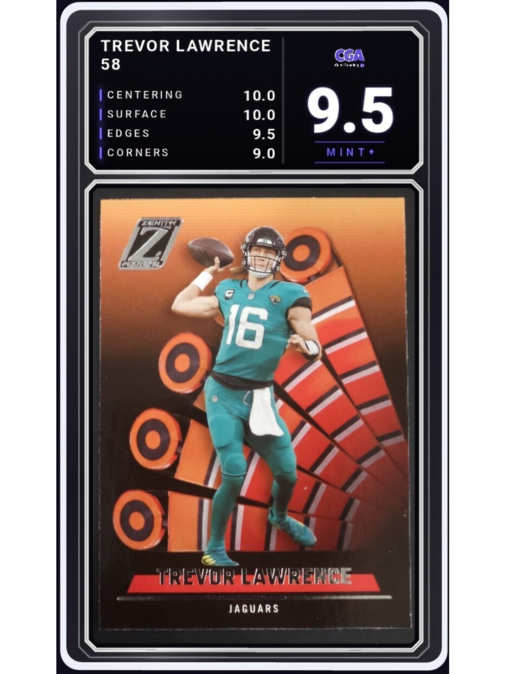 2022 Panini Zenith #58 Trevor Lawrence Jaguars NFL Card - CGA 9.5 Digital Grade